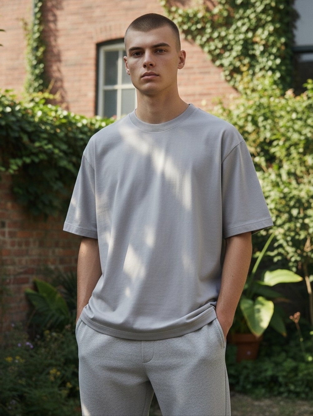 Uniqlo Men's Crewneck Short Sleeve Tee in Light Gray